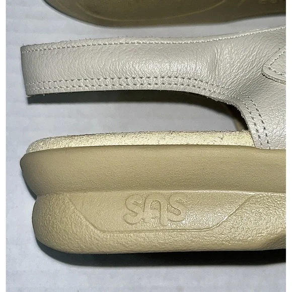 Sas Slingback Sandals Women's 8 WW Bone Trio ii Leather Comfort Walking Wide